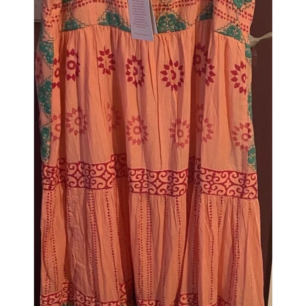 Oliphant Phoenix Rose Maxi Dress Sleeveless Coral Boho Print Womens M - Picture 9 of 16